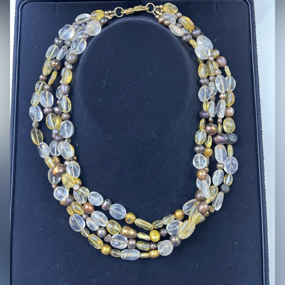 Beaded Multiple Layer Statement Necklace Hr12-7 - image 1